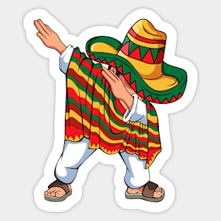 Dabbing Mexican Poncho Cinco de Mayo Men Boys Sombrero Dab Sticker